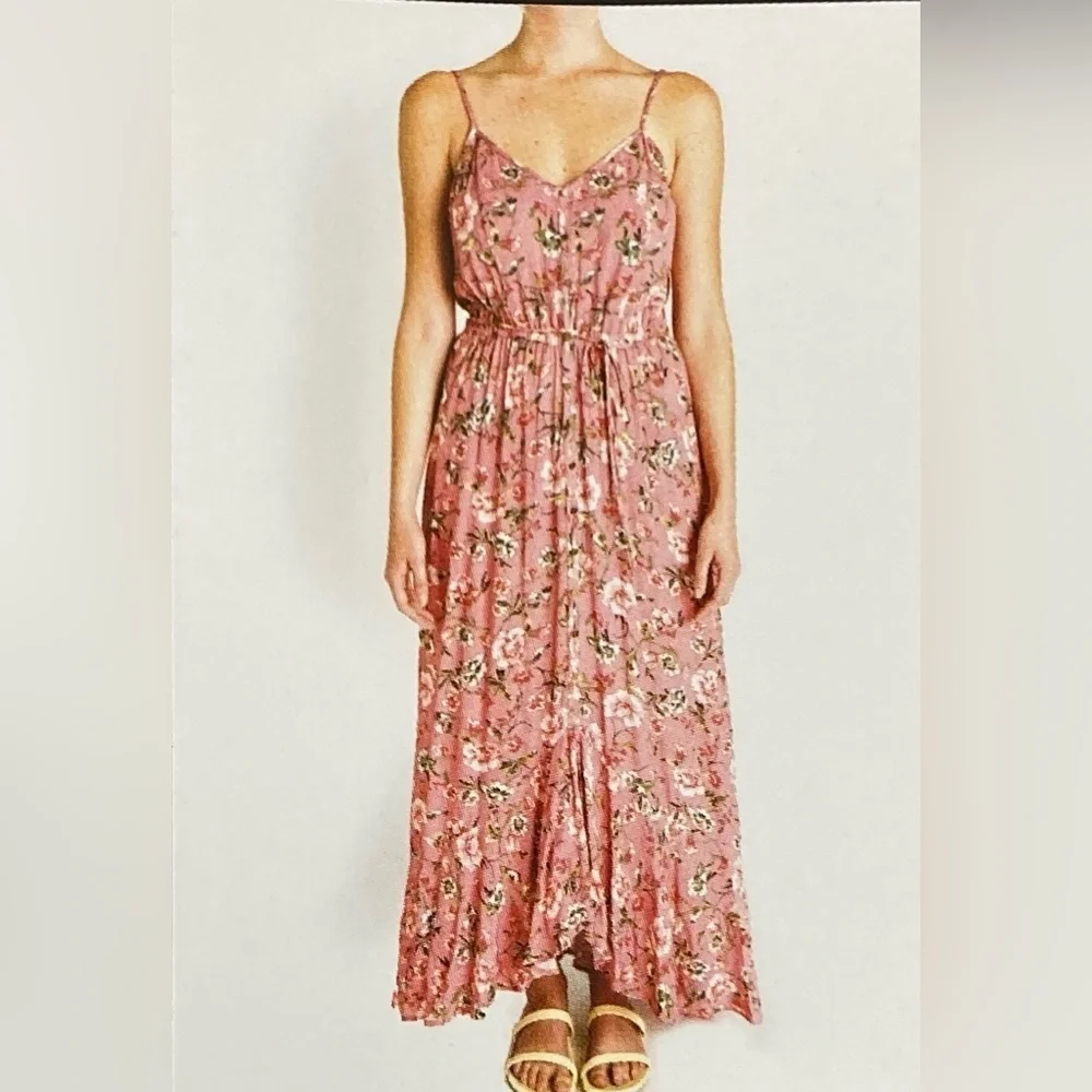 New Sangria‎ Mauve Pink Floral Ruffle High Low Maxi Dress size XXL